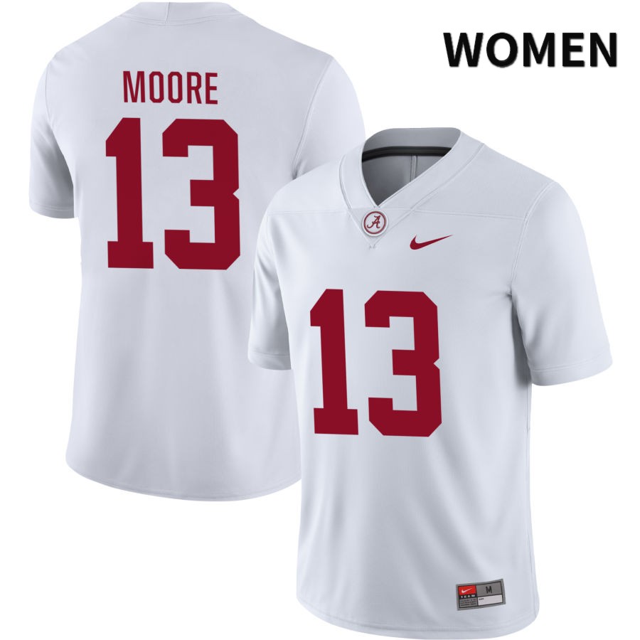 Alabama Crimson Tide Women's Malachi Moore #13 NIL White 2022 NCAA Authentic Stitched College Football Jersey VJ16L56QV